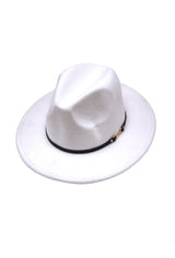 Palarie Dama stil Fedora cu curea piele si detaliu metal