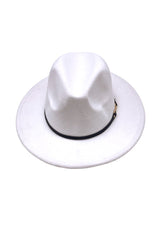 Palarie Dama stil Fedora cu curea piele si detaliu metal