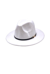 Palarie Dama stil Fedora cu curea piele si detaliu metal