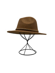 Palarie Dama stil Fedora cu accesoriu din piele p1