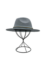 Palarie Dama stil Fedora cu accesoriu din piele p2