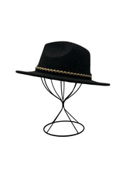 Palarie Dama stil Fedora cu accesoriu din piele p4