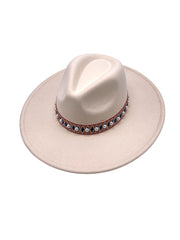 Palarie Dama stil Fedora cu accesoriu model perle p02