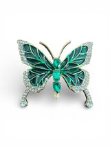 Brosa martisor  fluture cu pietre Smarald - Shiny Beauty