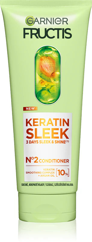 Garnier Fructis Keratin Sleek balsam pentru păr uscat și fragil