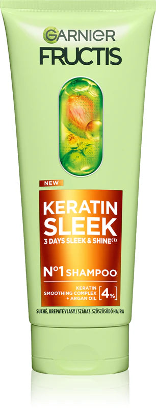 Garnier Fructis Keratin Sleek șampon pentru păr uscat și fragil