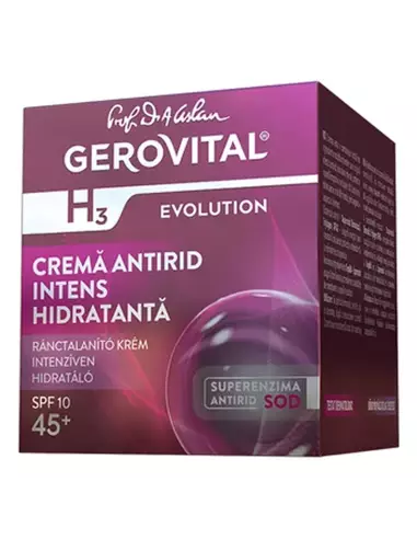 Gerovital H3 Evolution Crema antirid intens hidratanta SPF10, 45+, 50 ml - Shiny Beauty