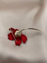Brosa din aliaj floare rosie v22