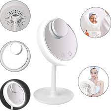 Oglinda led pentru machiaj Breeze Mirror cu 14 led-uri pentru make-up si ventilator + oglinda mica de 5X