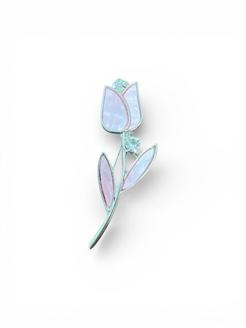 Brosa din aliaj argintiu model Lalea Alb