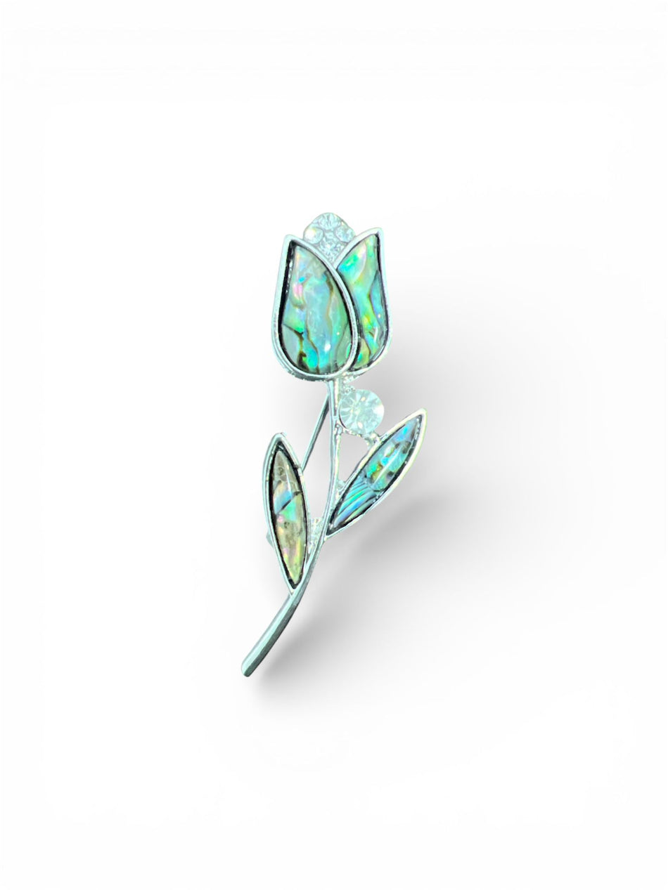 Brosa din aliaj argintiu model Lalea Turcoaz