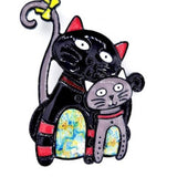 Brosa din aliaj color pisica v11