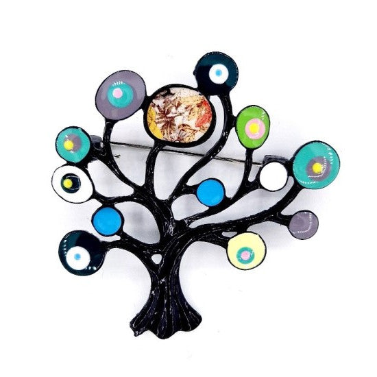 Brosa din aliaj color copacul vietii v18