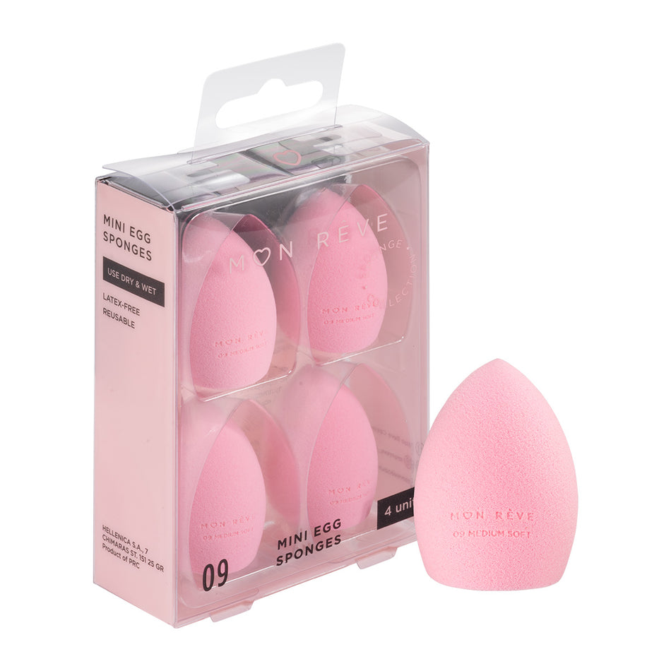 Aplicator MAKE-UP Mon Reve 09 MINI EGG SPONGES Set de 4 mini bureți de machiaj cu densitate medie-moale