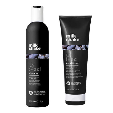 Set Milk Shake ICY BLOND pentru crearea tonurilor reci - Sampon 300 ml, Balsam 250 ml
