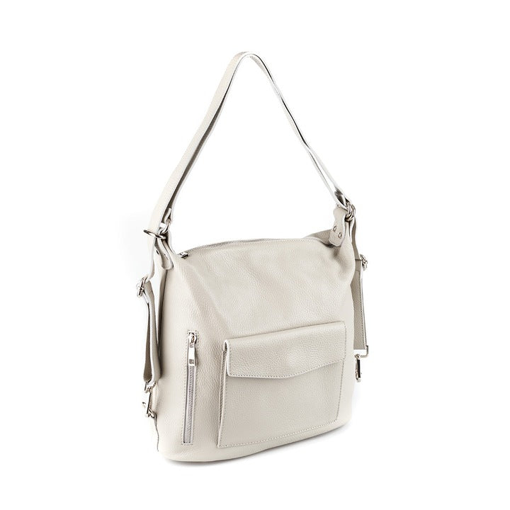Poseta piele naturala tip rucsac Bej - Shiny Beauty