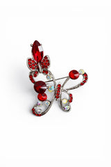 Brosa din aliaj argintie model fluture Rosu - Shiny Beauty