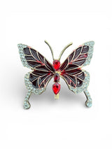 Brosa martisor  fluture cu pietre Rosu