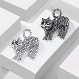 Brosa din aliaj argintie pisica v9