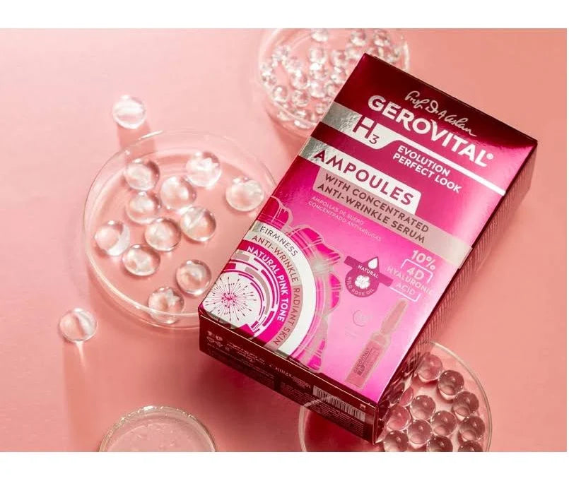 Gerovital Fiole cu ser concentrat antirid cu Acid Hialuronic 10% 4D H3 Evolution Perfect Look - Shiny Beauty