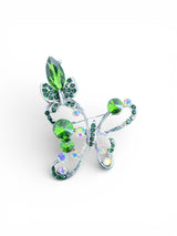 Brosa din aliaj argintie model fluture Verde - Shiny Beauty