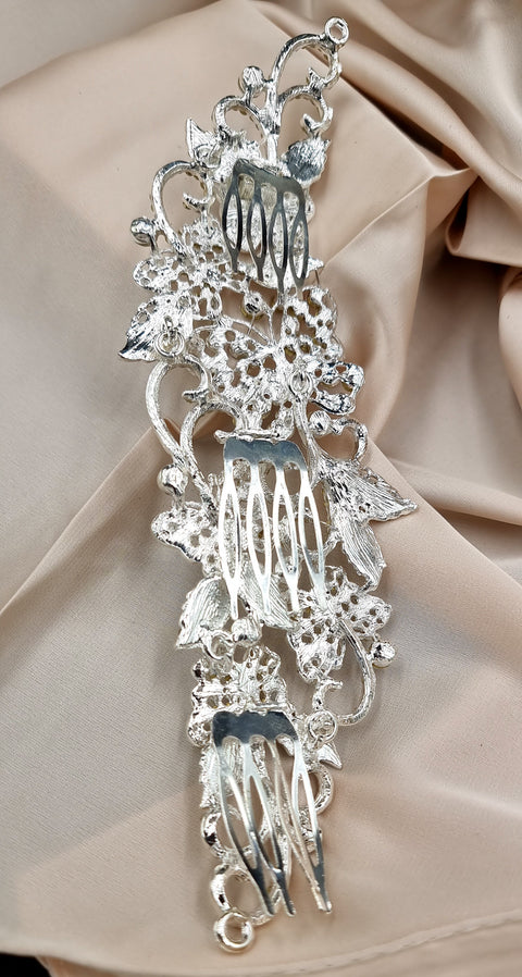 Accesoriu par argintiu cu pietre ocazie  #1002-Shiny Beauty