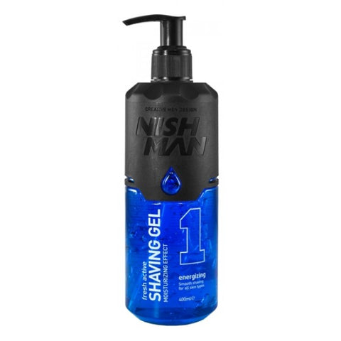 NishMan Energizing Shaving Gel 1 Gel de ras albastru 400 ml - crema academie , Shiny Beauty - shiny beauty  ,  crema de fata
